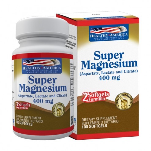 Super Mangnesium 400mg x 100 Softgels - Healthy America